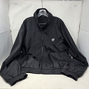 Vintage USA Olympic Jacket Mens Large Black Full Zip Windbreaker JC Penney 90s